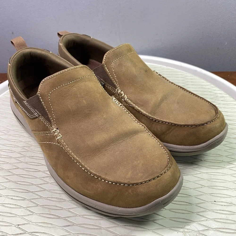Skechers Men's Harper Forde Leather Loafers Comfort Slip On‎ Shoes Brown Sz. 9